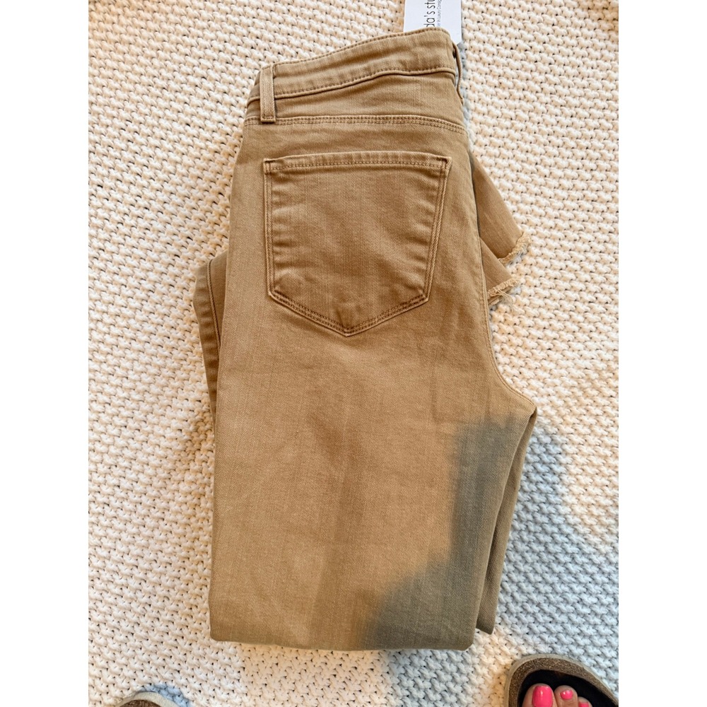 LAGENCE Ruth High Rise Straight Leg Jeans Tan Khaki Raw Hem 28 Made in USA